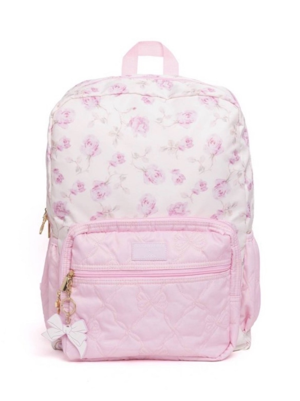 Loveshackfancy x target yoobi ribbon Rosa Pink Floral Quilted Backpack